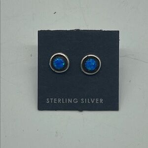 Sterling Silver Opal Stud Earrings